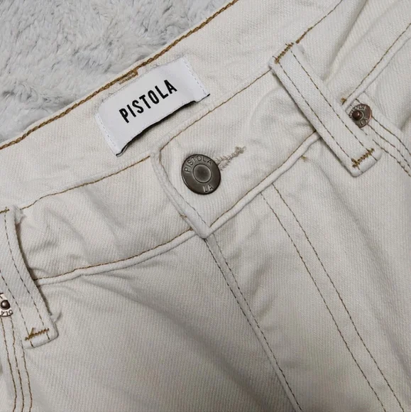 Pistola $178 Cassie Straight Leg Cropped Jeans "Ecru Vintage" Cream Women's 29 - Picture 5 of 10